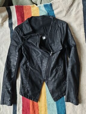 H&M Black Faux Leather Moto Jacket